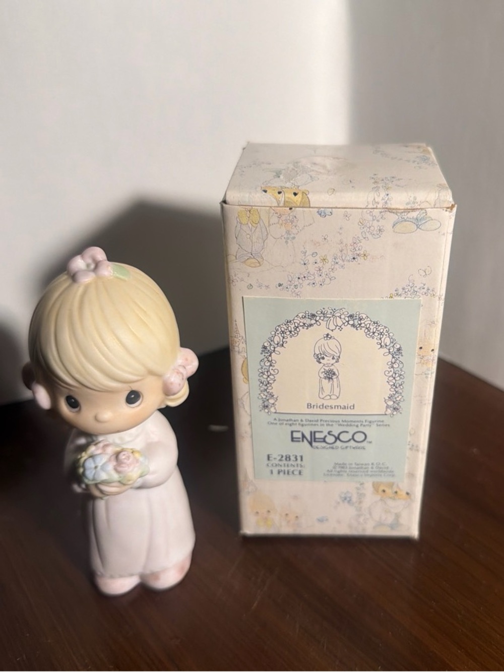 Porcelain Bridesmaid Figurine in Soft Pink and Cream